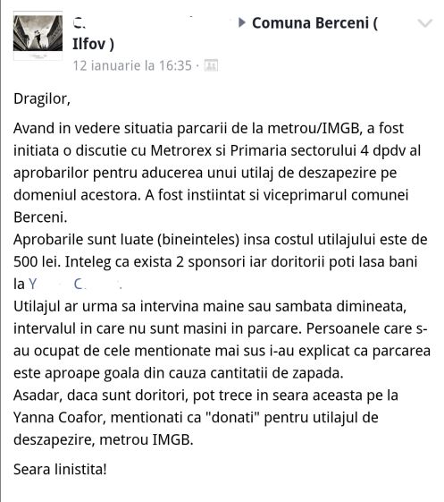 sector4 - letargici - parcare IMGB deszapezita cu bani din Berceni